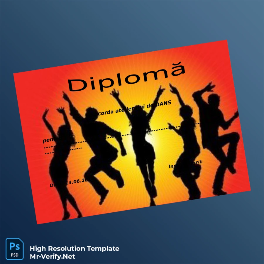 Romania Diploma in Dance Certificate Printable Romania Diploma in Dance Certificate Image Preview - PrintDocs