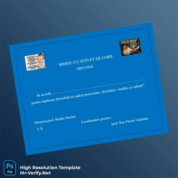 Romania Diploma of Professor Template Printable Romania Diploma of Professor Template Image Preview - PrintDocs