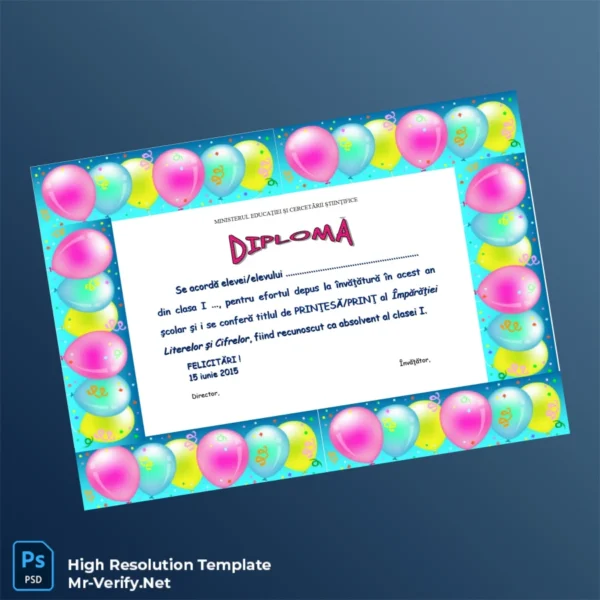 Romania Ministry of Education Diploma for Class I Certificate Printable Romania Ministry of Education Diploma for Class I Certificate Image Preview - PrintDocs