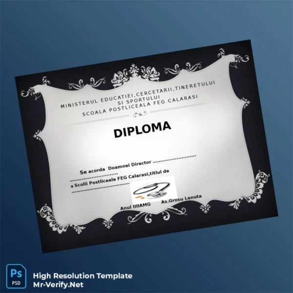 Romania Scoala Postliceala FEG Calarasi Director Diploma Template Printable Romania Scoala Postliceala FEG Calarasi Director Diploma Template Image Preview - PrintDocs