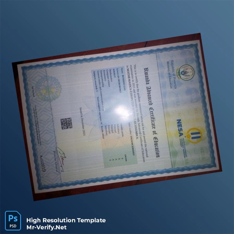 Rwanda National Examination Sports Agency Advanced Certificate of Education Printable Rwanda National Examination & Sports Agency Advanced Certificate of Education Image Preview - PrintDocs