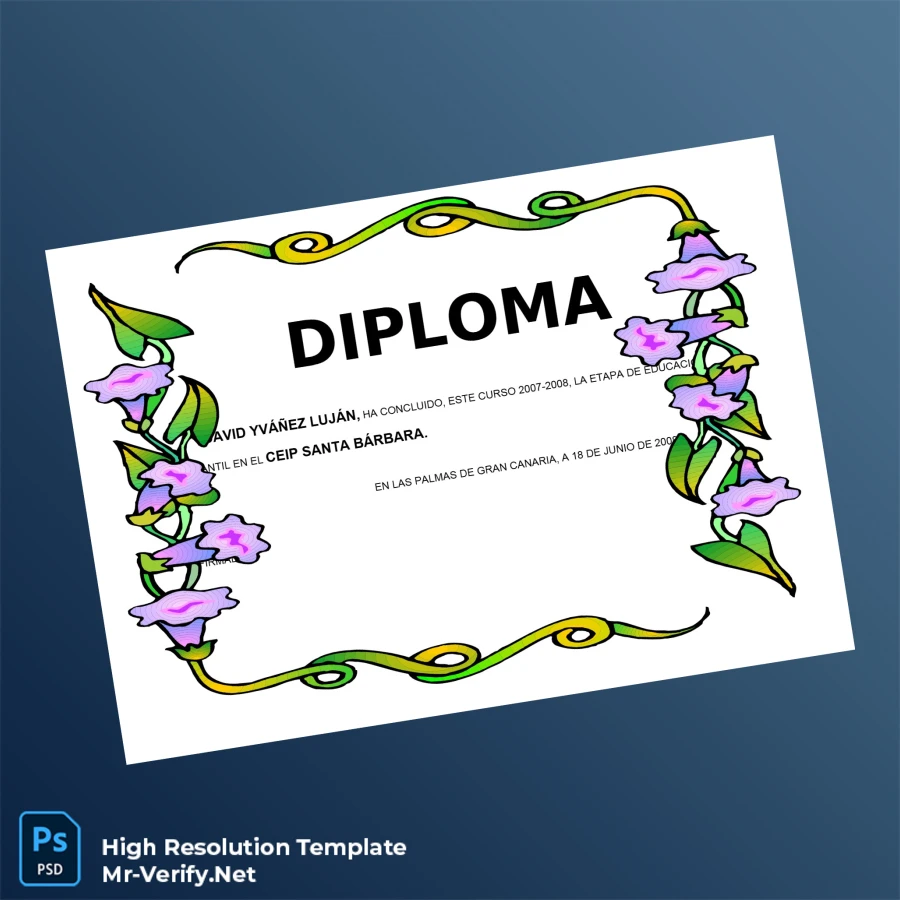 Spain CEIP Santa Bárbara Early Childhood Education Diploma Template Printable Spain CEIP Santa Bárbara Early Childhood Education Diploma Template Image Preview - PrintDocs