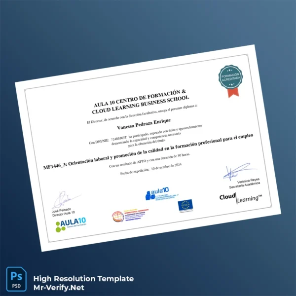 Spain Cloud Learning Business School Diploma in Labor Guidance and Quality Promotion in Vocational Training for Employment Printable Spain Cloud Learning Business School Diploma in Labor Guidance and Quality Promotion in Vocational Training for Employment Image Preview - PrintDocs
