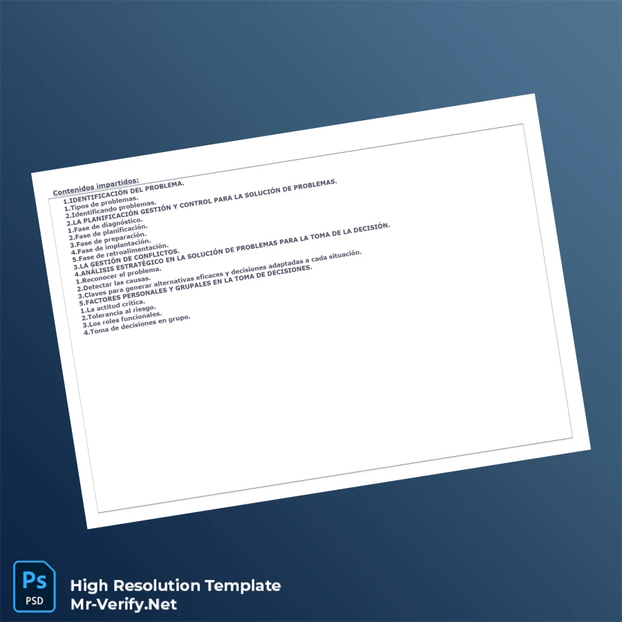Spain Diploma in Problem Analysis and Decision Making Template-page2 Printable Spain Diploma in Problem Analysis and Decision Making Template page 2 Image Preview - PrintDocs