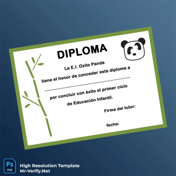 Spain E.I. Ozito Panda Completion Certificate Template Printable Spain E.I. Ozito Panda Completion Certificate Template Image Preview - PrintDocs