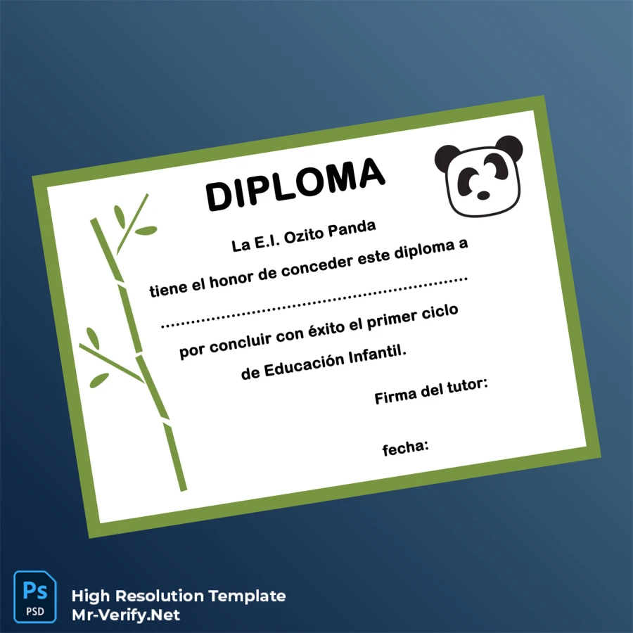 Spain E.I. Ozito Panda Completion Certificate Template Printable Spain E.I. Ozito Panda Completion Certificate Template Image Preview - PrintDocs