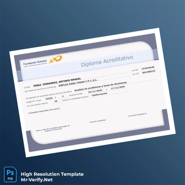 Spain Empleo para Todos T.P.T. S.L. Training Diploma in Problem Analysis and Decision Making Printable Spain Empleo para Todos T.P.T. S.L. Training Diploma in Problem Analysis and Decision Making Image Preview - PrintDocs
