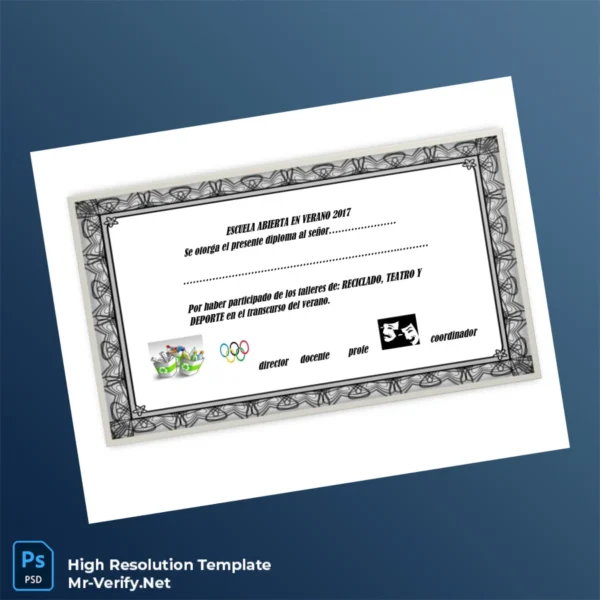 Spain Escuela Abierta Summer School Diploma Template Printable Spain Escuela Abierta Summer School Diploma Template Image Preview - PrintDocs