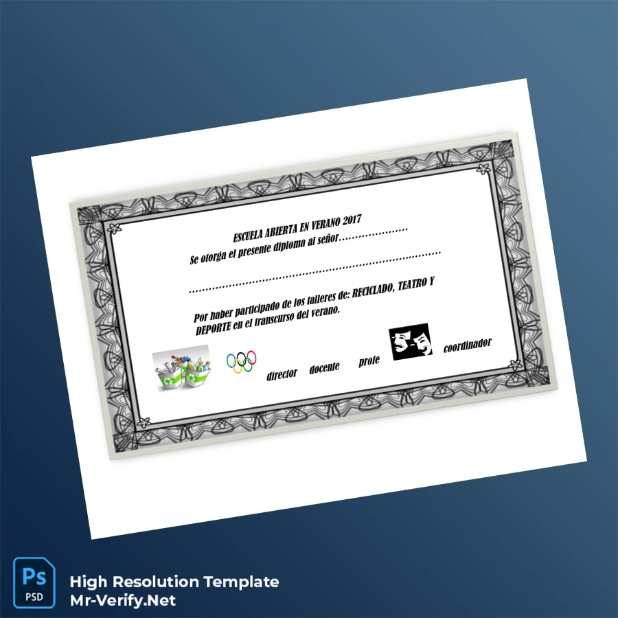 Spain Escuela Abierta Summer School Diploma Template Printable Spain Escuela Abierta Summer School Diploma Template Image Preview - PrintDocs
