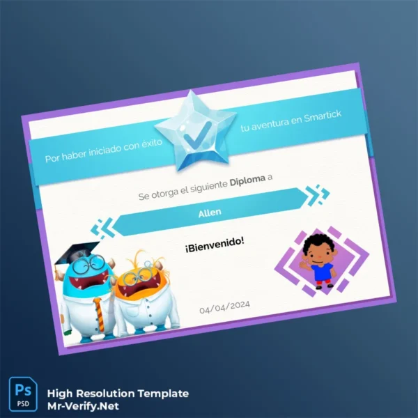 Printable Spain Smartick Diploma Template Image Preview - PrintDocs