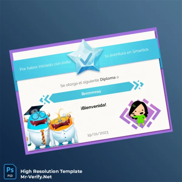 Printable Spain Smartick Welcome Diploma Template Image Preview - PrintDocs