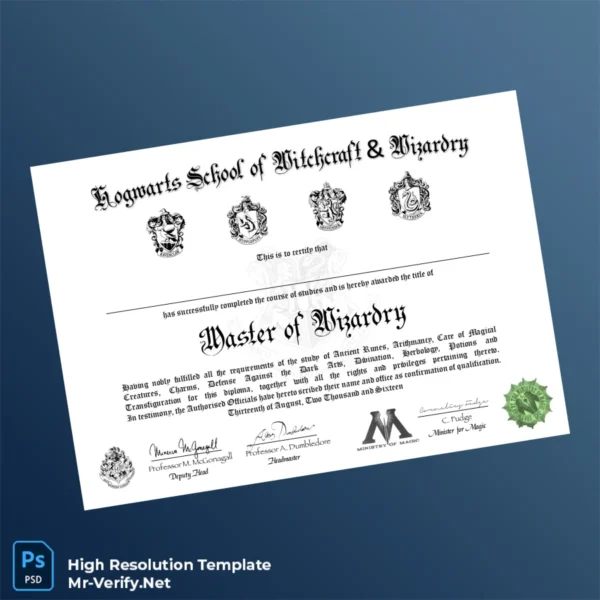 Printable UK Hogwarts School of Witchcraft and Wizardry Master of Wizardry Template Image Preview - PrintDocs