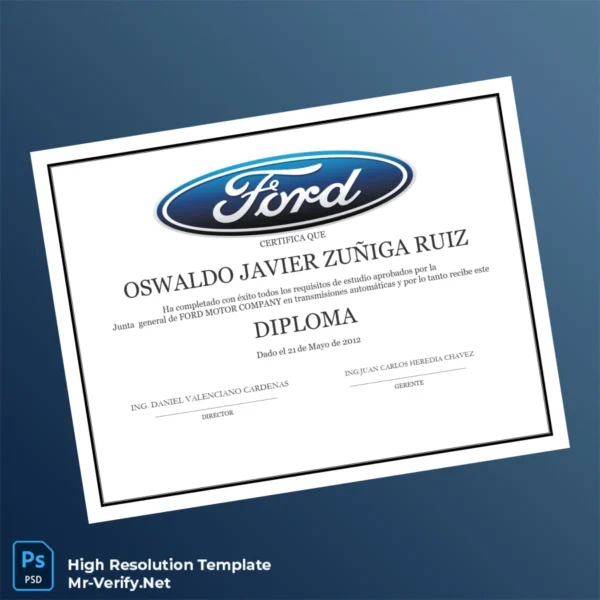USA Ford Motor Company Diploma in Automatic Transmissions Printable USA Ford Motor Company Diploma in Automatic Transmissions Image Preview - PrintDocs