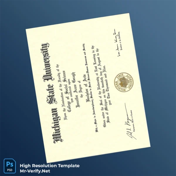 USA Michigan State University Bachelor of Arts Template Printable USA Michigan State University Bachelor of Arts Template Image Preview - PrintDocs
