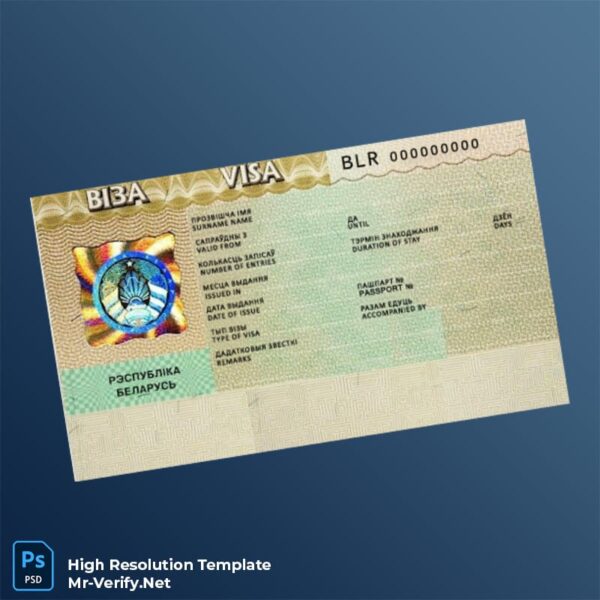 Belarus visa PSD template v1 - photoshop visa template Belarus visa PSD template v1 - editable visa document