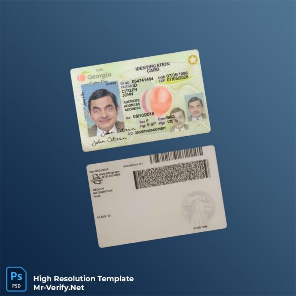 USA Georgia ID card PSD template v2 (2018-present) - Blank ID Card Template