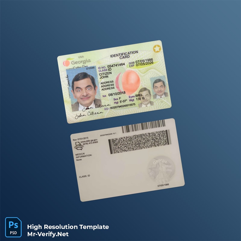 USA Georgia ID card PSD template v2 (2018-present) - Editable ID Card Template USA Georgia ID card PSD template v2 (2018-present) - Blank ID Card Template