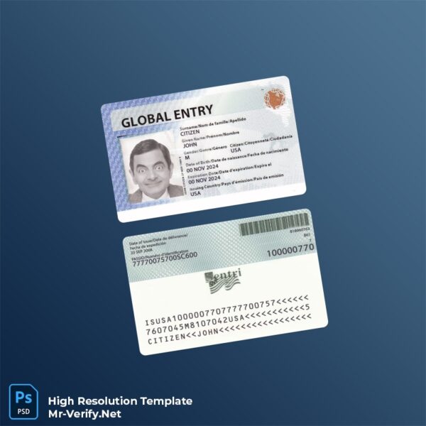 USA Global entry card PSD template v1 - editable visa psd template USA Global entry card PSD template v1 - editable travel visa file