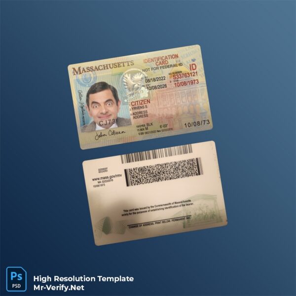 USA Massachusetts ID card PSD template v1