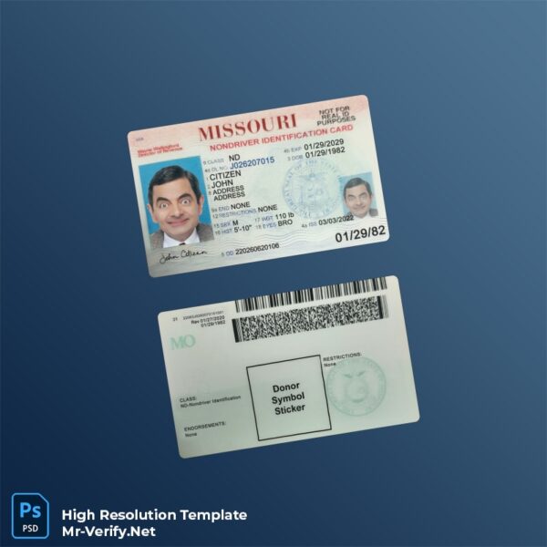USA Missouri ID card PSD template v1 - Blank ID Card Template USA Missouri ID card PSD template v1 - Novelty ID Card