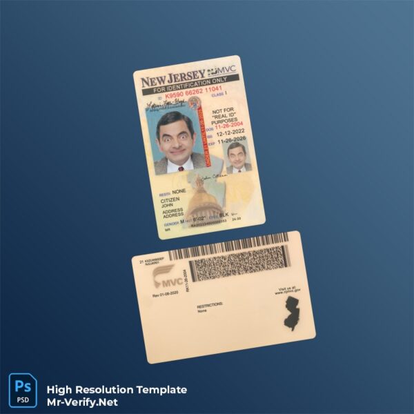 USA New Jersey ID card PSD template v1 (under 21) - National ID Card PSD