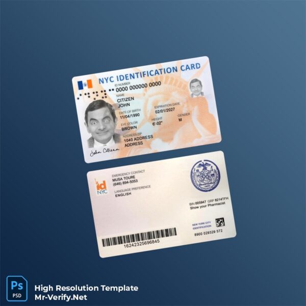 USA New York ID card Psd Template v2 - Editable ID Card Template USA New York ID card Psd Template v2 - National ID Card PSD