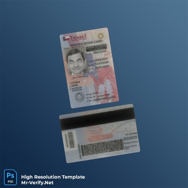 USA Texas ID card PSD template v1 (under 21)