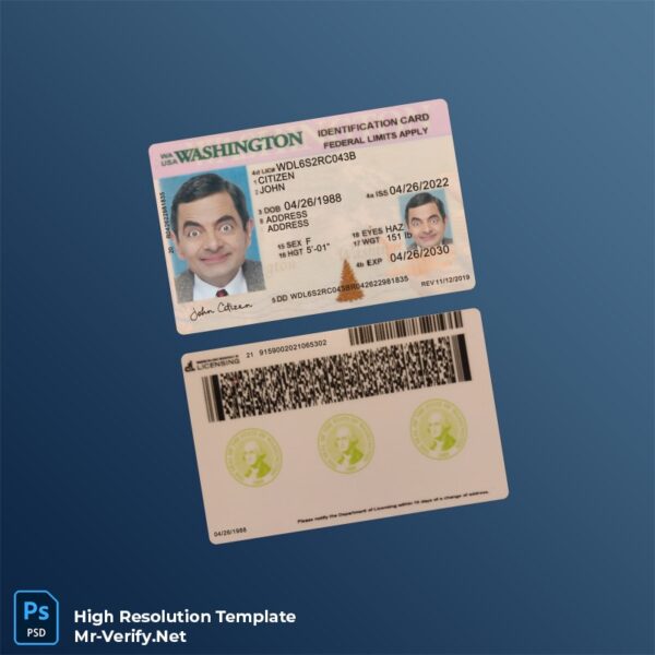 USA Washington ID card PSD template v1 (2022-present) - Editable ID Card Template USA Washington ID card PSD template v1 (2022-present) - Replacement ID Card