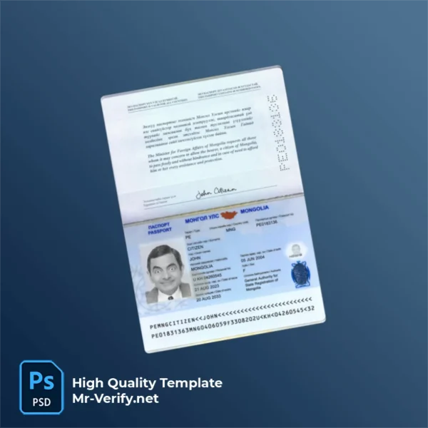 Mongolia Passport PSD Template Version 2 (2023-present) - Source File Mongolia Passport PSD Template Version 2 (2023-present) - digital restoration project file