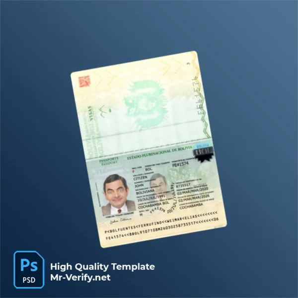 Bolivia Passport PSD Template Version 2 (2020-present) - layered smart object structure