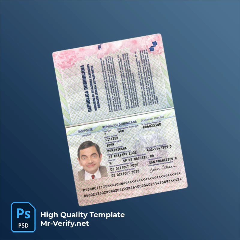Dominica Passport PSD Template Version 3 (2020-present) - Source File Dominica Passport PSD Template Version 3 (2020-present) - graphic resource for digital artists