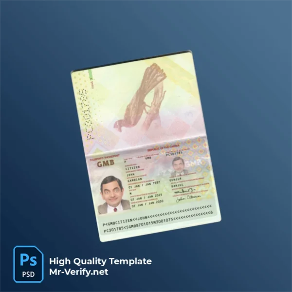 Gambia Passport PSD Template (2025 Present) v1 - layered smart object structure