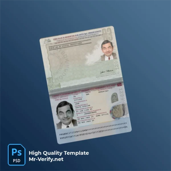 United Kingdom Passport PSD Template Version 6 (2025-present) - high quality preview for designers
