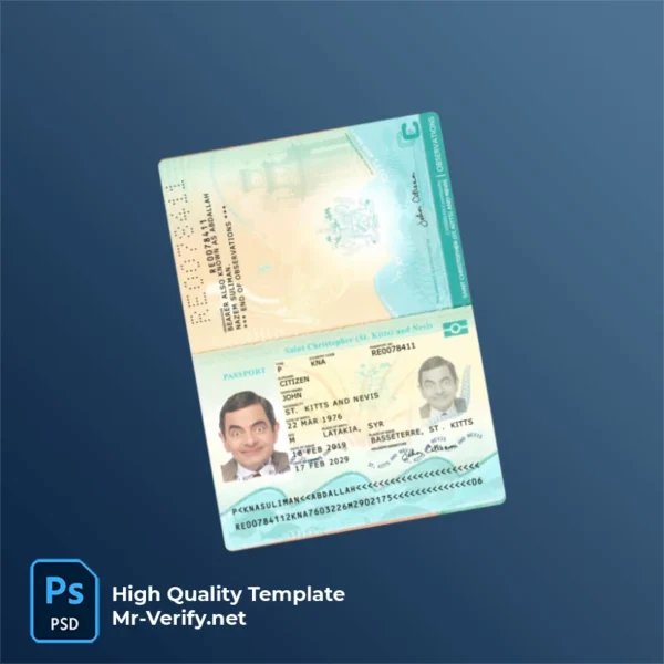 Saint Kitts And Nevis Passport PSD Template Version 1 (2019-present) - detailed close-up of paper texture