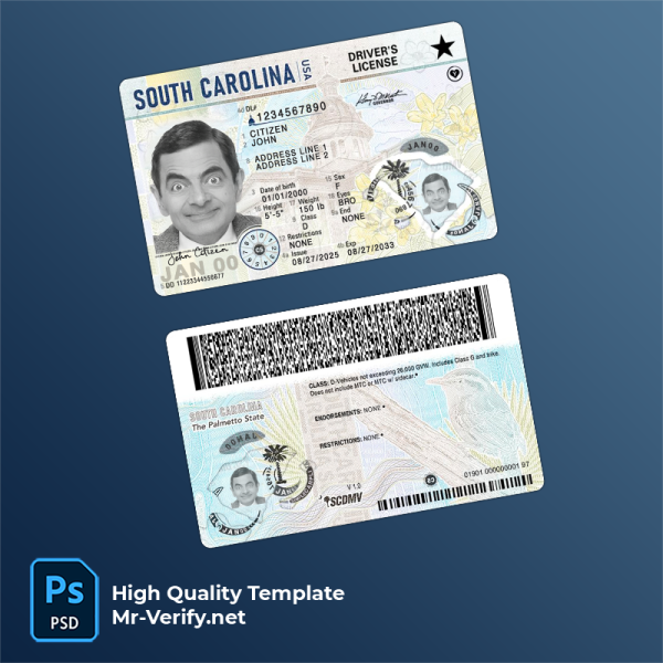 USA South Carolina driving license 2025-present photolook