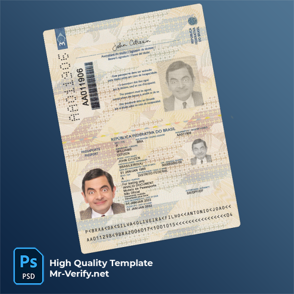 brazil passport psd template (2022-present) brazil passport psd template (2022-present)